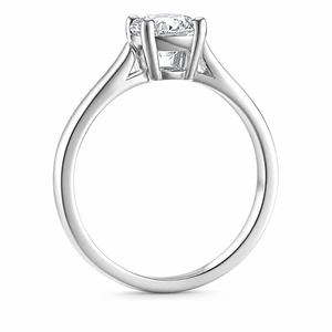 Bague de fiançailles classique en moissanite, plaqué or blanc 14 carats, taille brillant rond, sertie à griffes, pour femme - Product Image 5