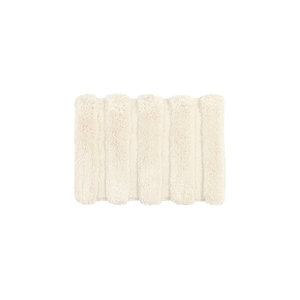Tapis de bain ondulé ivoire ultra doux en peluche, motif côtelé texturé, absorbant, lavable en machine, vente en gros - Product Image 4