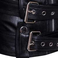 Veste de motard en similicuir PU noir pour homme, coupe ajustée, fermeture éclair asymétrique, style punk rock streetwear, ceinturée, tailles M-5XL