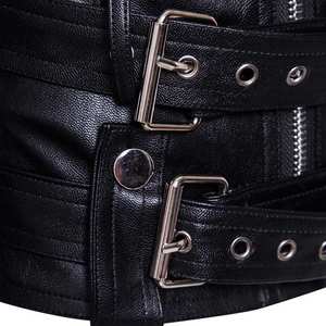 Premium Men's Black PU Faux Leather Motorcycle Biker <b>Jacket</b> Slim Fit Asymmetrical Zipper <b>Punk</b> Rock Streetwear Belted Coat M-5XL - Product Image 5