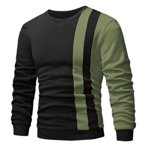 Sweat-shirt en tricot à col rond pour homme, noir et blanc, coupe classique, décontracté, pour l'automne - Product Image 6