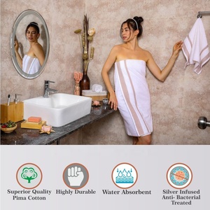 Serviette de bain ultra douce blanche en coton éponge de haute qualité, très absorbante, séchage rapide, écologique, compressée, personnalisable, à bas prix - Product Image 1
