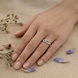 Minimalist Geometric Diamond <b>Ring</b> Moissanite <b>Open</b> Frame <b>Ring</b> Sterling Silver Stackable <b>Ring</b> For Women - Product Image 6