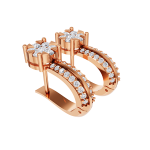Aarinya Women's Trendy Floral Cluster Double-<b>Row</b> 18K Gold Plated Lab Grown Round Diamond Huggie Earrings IGI Certified <b>Gift</b> - Product Image 2