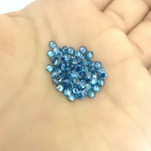 Diamantes cultivados en laboratorio de 3 mm, color azul intenso, corte brillante redondo, claridad VVS-VS, sueltos, para la fabricación de joyería con diamantes de fantasía en India. - Product Image 2