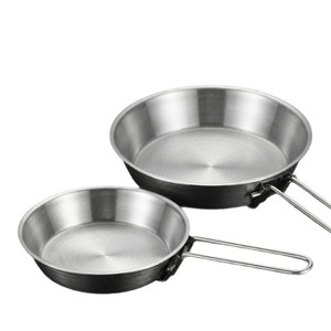 Sartén de Acero Inoxidable 304 para Acampar al Aire Libre, con Mango Plegable, para Comida Infantil, para Huevos Fritos - Product Image 1