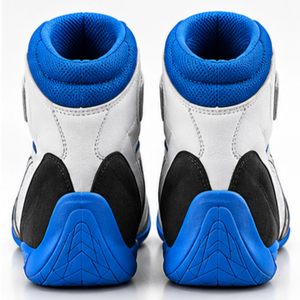 Bottes de moto AULTRA ONE ENTERPRISES blanches et bleues, respirantes, légères, à lacets et fermeture auto-agrippante, en cuir véritable, semelle en caoutchouc - Product Image 4