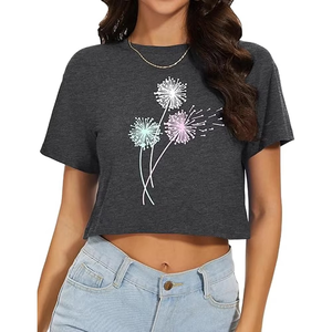 Camisetas Personalizadas para Mujer, Diseño con Estampado, Precio al por Mayor, Camiseta Corta, 100% Algodón, Tejido de Punto, Camiseta Holgada para Mujer - Product Image 5
