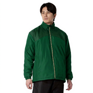 <b>Men's</b> Black Windproof <b>Long</b> Front Logo Full Zip Stand Collar Casual Autumn Coat Thick Polyester Fleece - Product Image 4