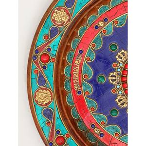 Tenture murale bouddhiste ronde de 12 pouces Symboles d'Ashtamangala complexes Accent mural élégant - Product Image 2