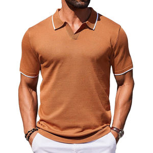 เสื้อเชิ้ตแขนสั้นผู้ชาย สีพื้น ทรงปกติ สวมใส่สบาย ระบายอากาศได้ดี ผ้าฝ้ายปิเก้ถัก น้ำหนัก 140 กรัม สีเทา แต่งขอบคอสีขาว สำหรับฤดูหนาว - Product Image 3