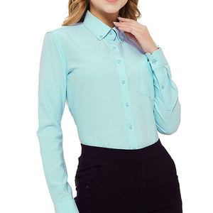 เสื้อเชิ้ตทำงานสตรีแบบกำหนดเองเสื้อเบลาส์ออฟฟิศแขนยาวแนวลำลองเป็นมิตรกับสิ่งแวดล้อมระบายอากาศได้ดีผ้าฝ้าย100% ทรงดินสอ - Product Image 3