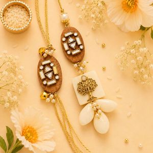 Ensemble de Rakhi traditionnel de créateur avec embellissements en perles pour les cadeaux du festival Raksha Bandhan, Bhai Bhabhi Rakhdi Siblings - Product Image 3