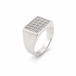 925 Sterling <b>Silver</b> Square Cluster Cubic Zirconia Signet <b>Ring</b> for <b>Men</b> Wedding Party Gift High Polish Finish - Product Image 3