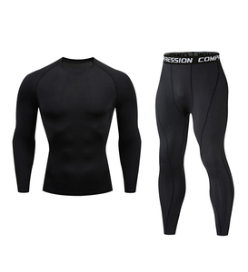 Customized Size <b>Men's</b> Solid Color Gym Yoga <b>Compression</b> Suit 2-Piece Set Spandex/Nylon Four-Way Stretch Quick Dry Breathable - Product Image 2