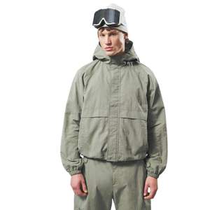 Veste coupe-vent Ripstop pour homme, veste légère à capuche avec poignets élastiques, vêtements de sport d'extérieur, veste tendance en vert olive - Product Image 5