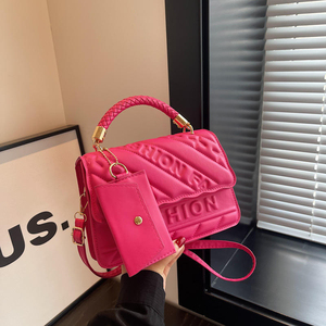 Cross-Border New Trendy Waterproof <b>Medium</b> Square PU Women's Shopping Bag Fashionable Foreign Trade ZIP Closure Versatile <b>Handbag</b> - Product Image 1