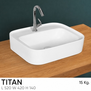 Lavabo de Sobremesa Moderno TITAN con Acabado Brillante, Certificado NSF, Grifo de un Solo Orificio y Desagüe - Product Image 3