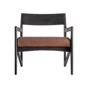 Fauteuil de salon moderne d'intérieur en teck massif, revêtement en cuir PU marron de qualité supérieure, design scandinave, mobilier pour hall d'hôtel - Product Image 3