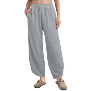 Women's Baggy Wide Leg Loose Fit <b>Harem</b> Pants Casual Elastic Waisted Palazzo Pants with Pockets Custom OEM Direct Factory Sale - Product Image 3