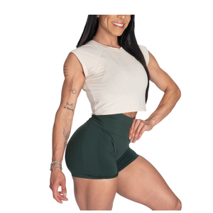 Women 100% Cotton Knitted Solid Color Halter Neck Crop Tank <b>Top</b> Hip Hop Style Tassel & Lace Green - Product Image 4