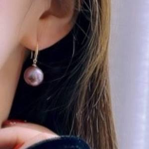 New 11-12 Natural Tahitian Peacock Green <b>Pearl</b> <b>Earrings</b> 925 Pure Silver Precision Inlaid Basic Flawless Round - Product Image 1