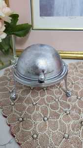 Antique Silverplate Roll Top Butter Dish w/ Glass Insert Ornate Scroll - Product Image 4