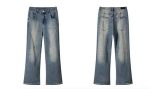 Pantalon en jean pour homme, style streetwear, coupe décontractée, effet délavé, jean baggy tendance pour homme - Product Image 4