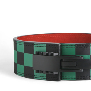 Green Black Checkered Cowhide <b>Weight</b> Lifting Belts Adjustable Buckle Waist Support Unisex Strength <b>Training</b> Gear for Deadlifts - Product Image 3