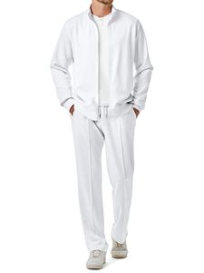 Ensemble de survêtement texturé pour hommes, veste à manches longues et pantalon de jogging, fournisseur en gros - Product Image 1