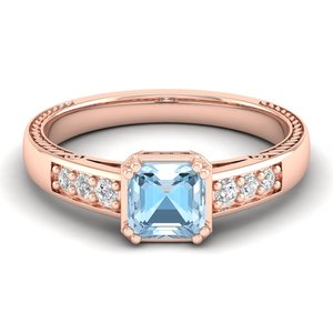Bague REYES en argent sterling 925 avec moissanite certifiée GRA et pierre précieuse aigue-marine, dernier design, cadeau de mariage, bijoux fins - Product Image 1