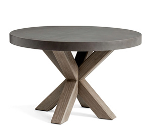 Mesa de Comedor Redonda para Exterior con Cubierta de Hormigón y Base de Acacia - Product Image 1