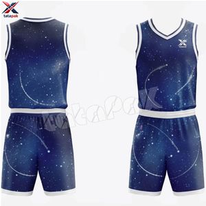 Ensemble de maillots de basket en gros directement de l'usine, col en V, sans manches, imprimé géométrique, en polyester anti-humidité, vêtements de sport unisexes - Product Image 4