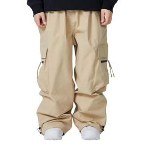 Waterproof Insulated Polyester/Nylon 10,000mm Baggy Ski Pants Wide Leg Snowboard <b>Trousers</b> Elastic Cuff Cargo Pocket Winter Wear - Product Image 6