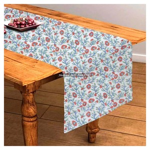Custom Made 100% Cotton Fabric Hand Block Printed Table <b>Runners</b> For Home & Hotels In Beautiful Flower Design For Wedding Events - Product Image 4