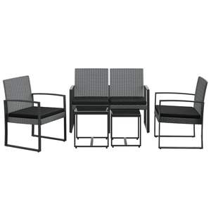 Set da Pranzo da Giardino in Polipropilene Grigio Scuro con Aspetto Rattan, Arredamento da Patio - Product Image 3