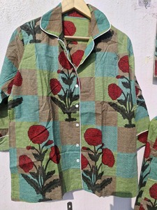 Pyjama en satin de coton fleuri pour femmes, pyjama de Noël à manches longues - Product Image 5