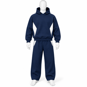 Wholesales Custom Made Solid Color Oversize Zipper Hoodie & Baggy Jogger Tracksuit Casual Wear Breathable Fashionable <b>Sweat</b> suit - Product Image 1