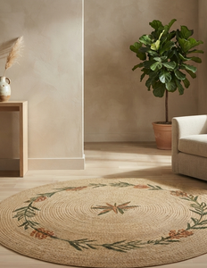 Tapis rond en jute 100% naturel fait à la main, tissé à la main, style bohème indien, lavable, résistant aux taches, écologique, tapis de sol, décoration intérieure - Product Image 2
