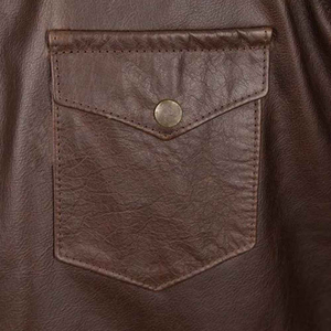<b>Men's</b> <b>Brown</b> Leather Long Sleeve Button Down <b>Shirt</b> leather wear Style Turn-down Collar Solid Color Full Sleeve Autumn Wear - Product Image 6