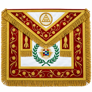 Premium Masonic Royal Arch Apron White Embroidered Water Resistant Ceremonial Regalia Red Border Adjustable Waist <b>Belt</b> Square - Product Image 1