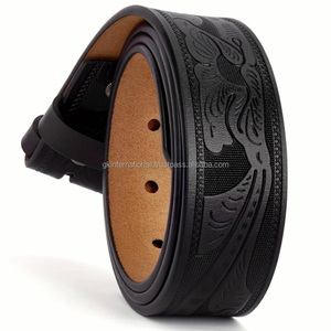 Magnifique travail de sculpture et de peinture à la main, ceinture en cuir occidentale tendance pour homme avec bouton pression pour changer la boucle. - Product Image 6