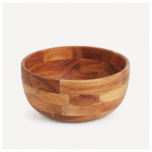 Ensemble de bols de service en bois d'acacia faits à la main, bols ronds en bois à grain naturel pour salade, riz, fruits, vaisselle de cuisine - Product Image 3