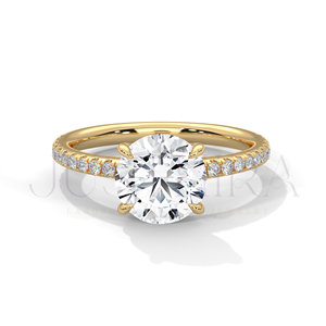 Round Cut Moissanite Diamond Ring 2.70 TC Vintage Halo 14k White Gold Cathedral Band Pave Bridge Engagement Ring Gift For Her - Product Image 1