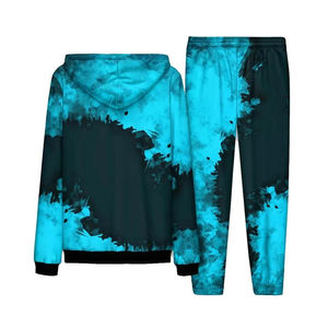 Ensemble de survêtement décontracté pour homme, personnalisable, couleurs unies, écologique, respirant, coupe ajustée, avec sweat à capuche et pantalon de jogging - Product Image 2