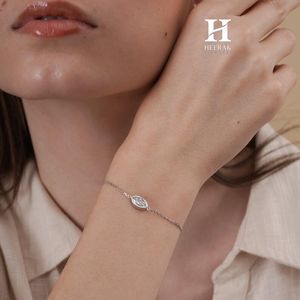 Wholesale 14K White Gold Marquise Lab Grown Diamond Bracelet IGI Certified D VVS Minimalist Bezel <b>Set</b> Eye Shape Floral Chain - Product Image 3