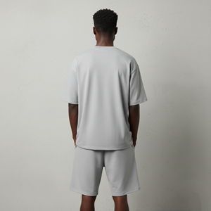 Camiseta de cuello redondo y corte holgado, 100% algodón grueso de 210 g/m², ecológica, de secado rápido, con logo impreso en DTF personalizado y conjunto de 2 piezas de pantalones cortos para hombre. - Product Image 6