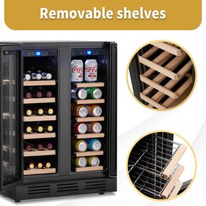 Dual Zone Wine Beverage <b>Refrigerator</b> 34 Bottle Capacity Independent Temperature Control Glass Door Mini Battery Built-in/F - Product Image 3