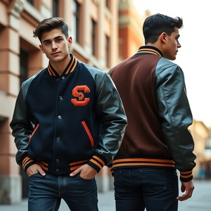 Chaqueta de Béisbol Varsity Unisex Personalizada de Fábrica, Estilo Urbano Escolar, Informal, con Parches, Resistente al Viento, con Cuello Alto - Product Image 2