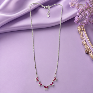 Collier pendentif papillon couleur argent, chaîne en cristal rouge, bijoux floraux pour femmes, cadeau - Product Image 3